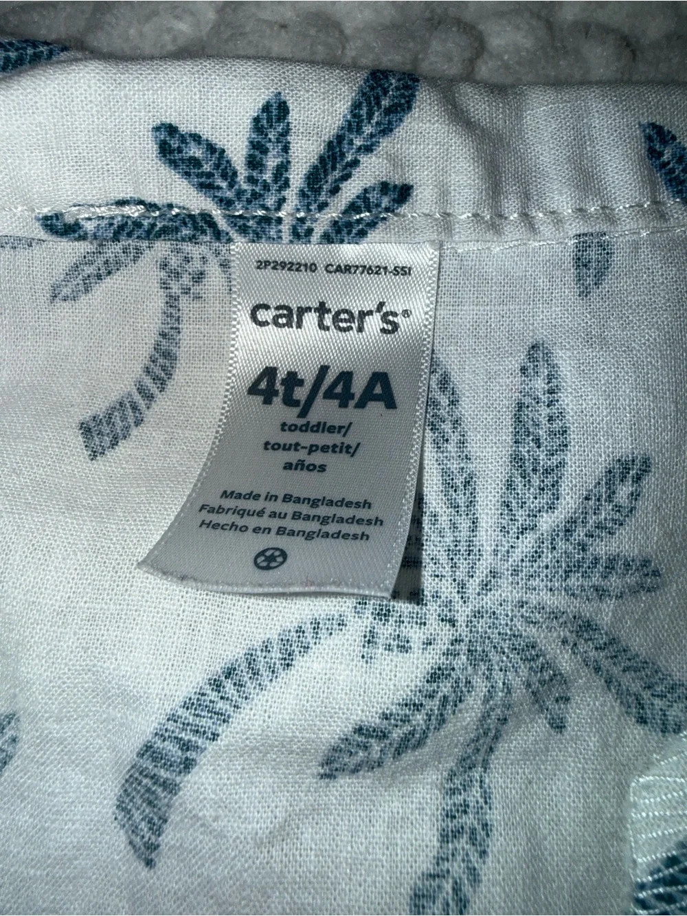 Carter's Blue Palm-Print Short Sleeve Shirt - Kids
